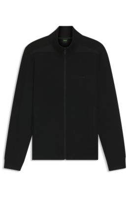 Knitted cardigan in stretch fabric with structured front, Black