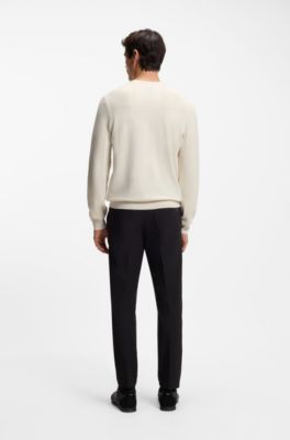 Mixed-structure sweater with moisture management, White