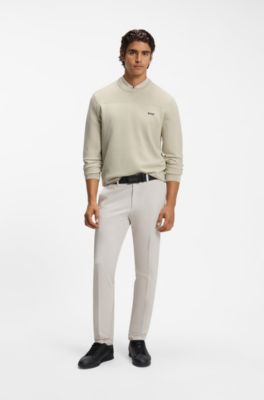 Mixed-structure sweater with moisture management, Light Beige