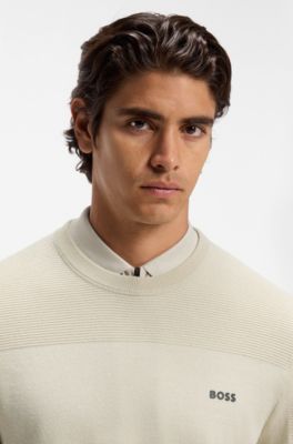 Mixed-structure sweater with moisture management, Light Beige