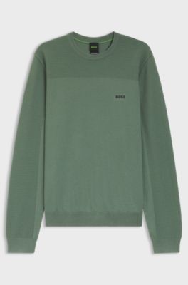 Mixed-structure sweater with moisture management, Light Green