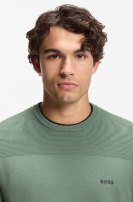 Mixed-structure sweater with moisture management, Light Green