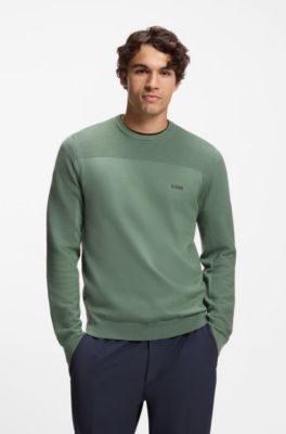Mixed-structure sweater with moisture management, Light Green