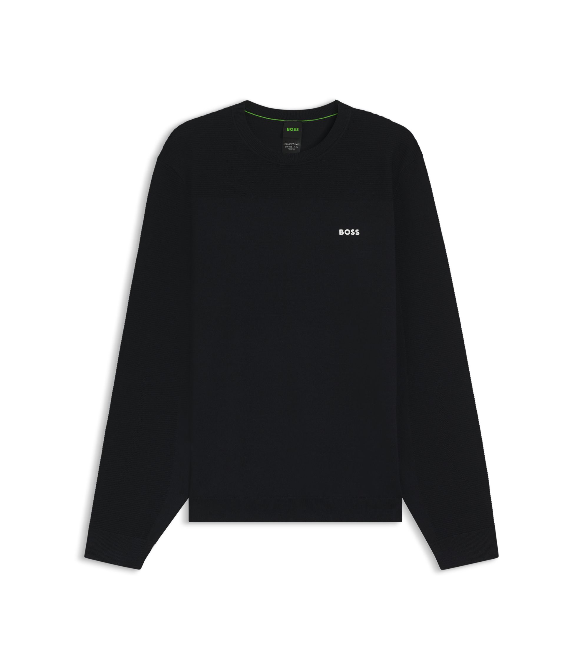 BOSS - Mixed-structure sweater with moisture management - Dark Blue