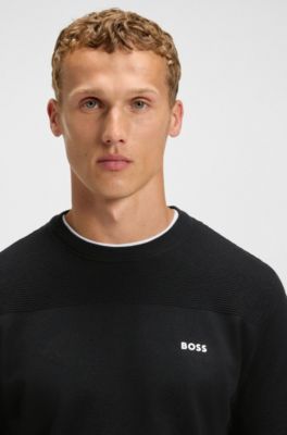 Mixed-structure sweater with moisture management, Dark Blue
