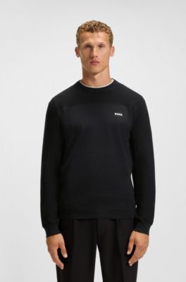 Mixed-structure sweater with moisture management, Dark Blue
