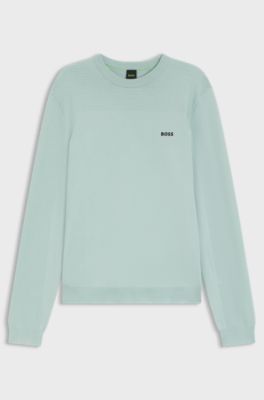 Mixed-structure sweater with moisture management, Turquoise