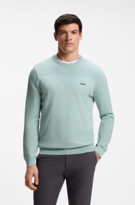 Mixed-structure sweater with moisture management, Turquoise