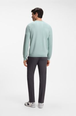 Mixed-structure sweater with moisture management, Turquoise
