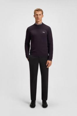 Mixed-structure sweater with moisture management, Purple