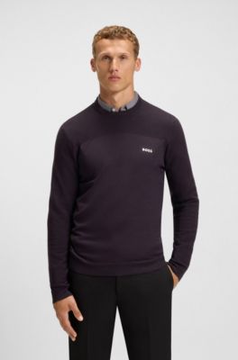 Mixed-structure sweater with moisture management, Purple