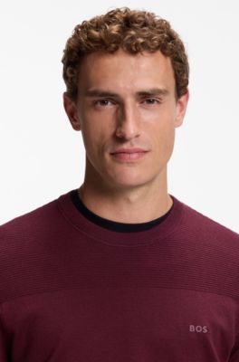 Mixed-structure sweater with moisture management, Dark Red