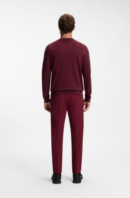 Mixed-structure sweater with moisture management, Dark Red