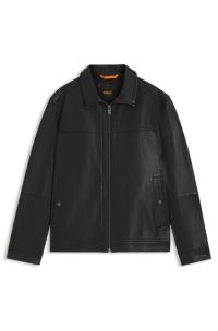 Shirt-style jacket in nappa leather, Black