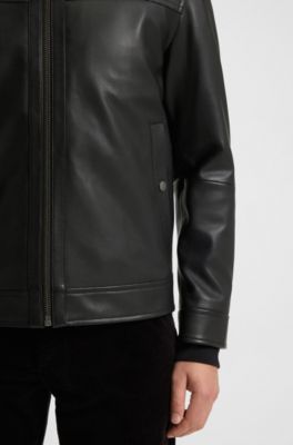 Shirt-style jacket in nappa leather, Black