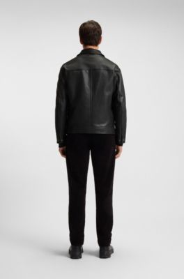 Shirt-style jacket in nappa leather, Black