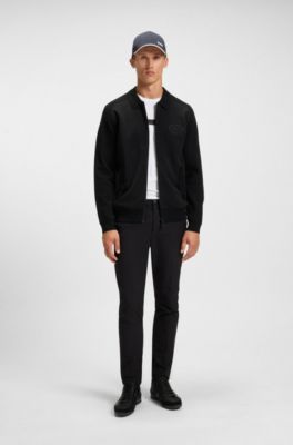 Relaxed-fit hybrid jacket with anti-pill fleece, Black