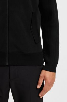 Relaxed-fit hybrid jacket with anti-pill fleece, Black