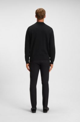 Relaxed-fit hybrid jacket with anti-pill fleece, Black