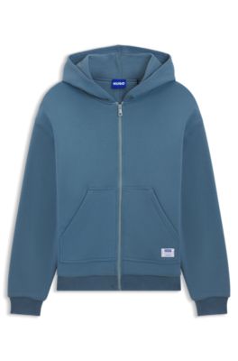 Double-layered zip-up hoodie in cotton-blend terry, Blue