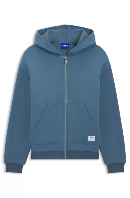 Double-layered zip-up hoodie in cotton-blend terry