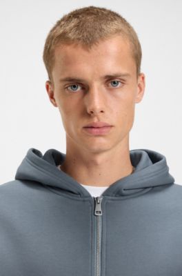 Double-layered zip-up hoodie in cotton-blend terry, Blue