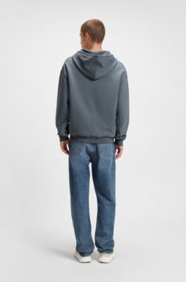 Double-layered zip-up hoodie in cotton-blend terry, Blue