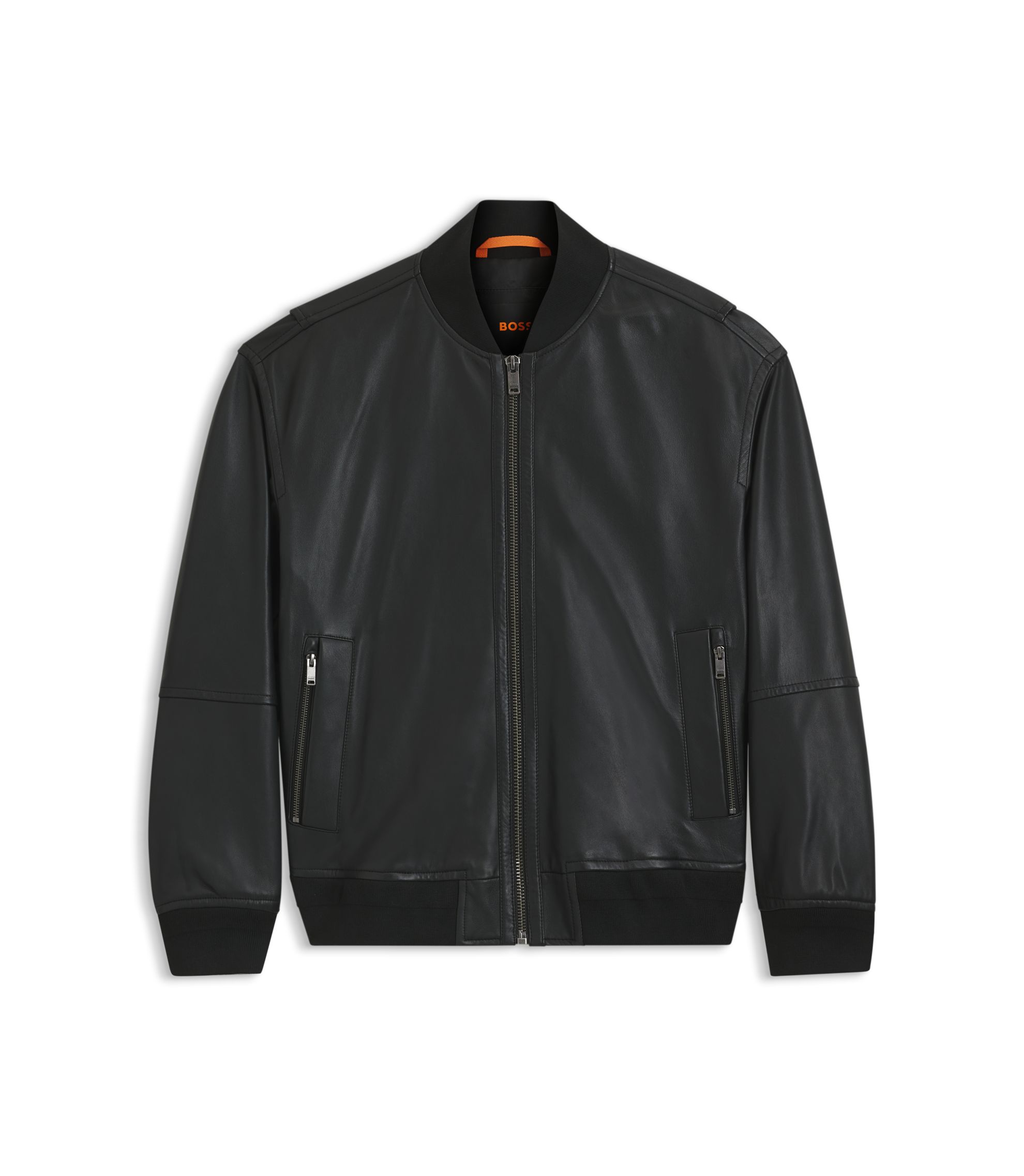 BOSS ブラックレザーアウター BOSS レザージャケット | ブラック | FARFETCH JP