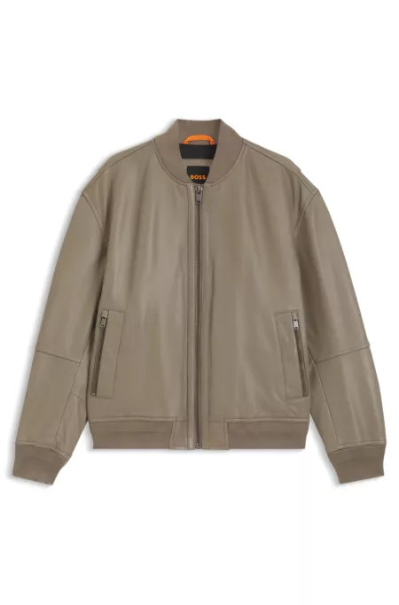 Regular-fit jacket in textured leather