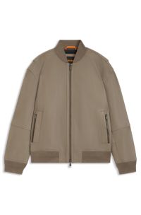 Regular-fit jacket in textured leather, Light Brown