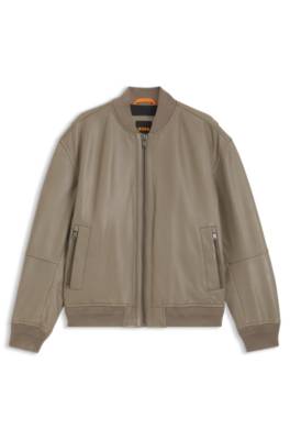 Regular-fit jacket in textured leather 1