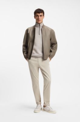 Giubbotto regular fit in pelle lavorata, Marrone chiaro