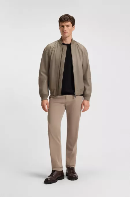 Regular-fit jacket in textured leather