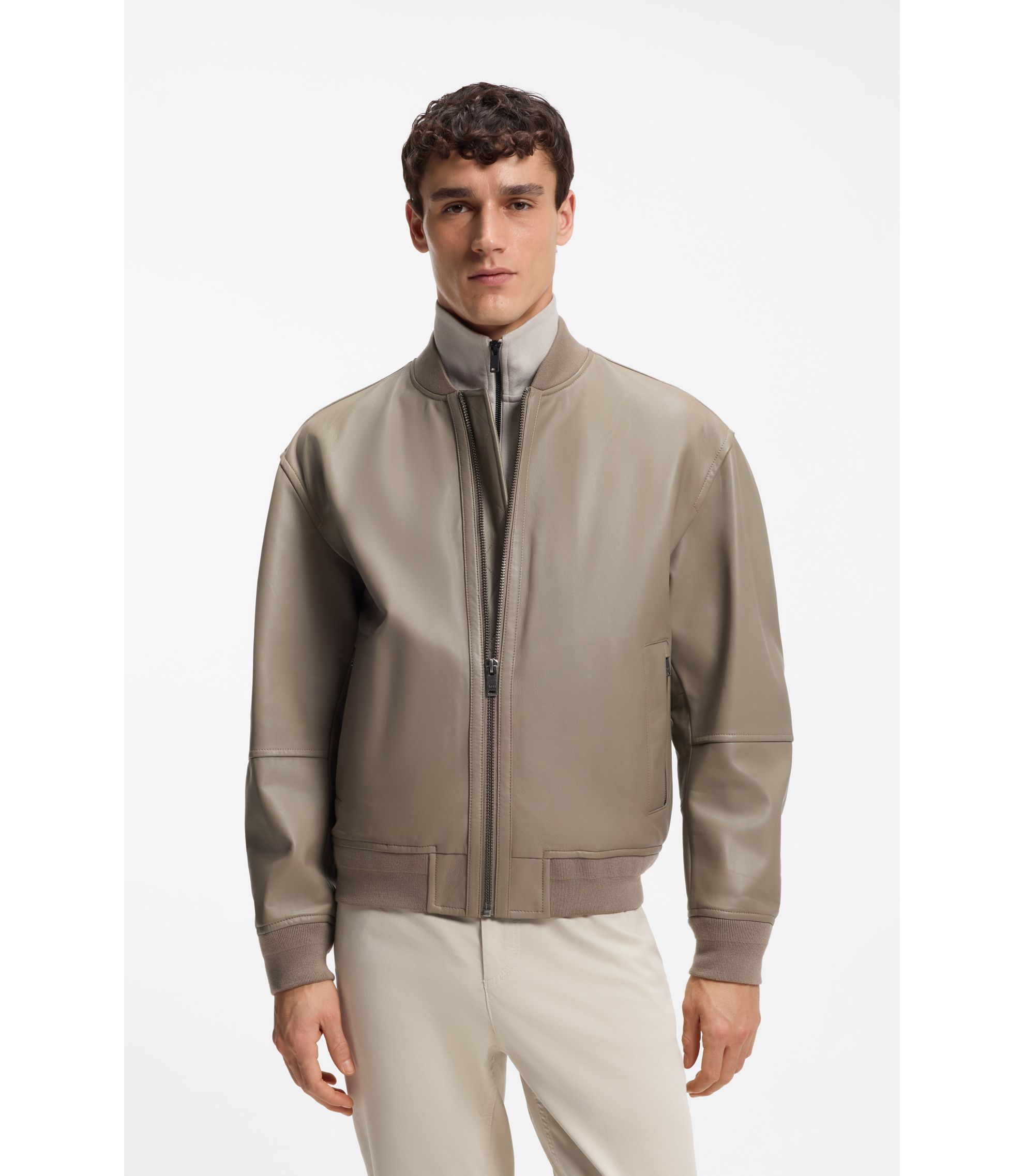 HUGO BOSS ブラウンレザージャケット hbeu50547545_346_350?wid=1980&