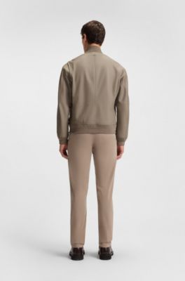 Giubbotto regular fit in pelle lavorata, Marrone chiaro