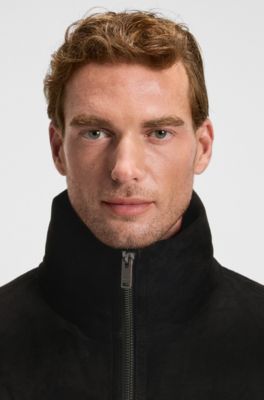 Relaxed-fit jacket in waterproof suede, Black