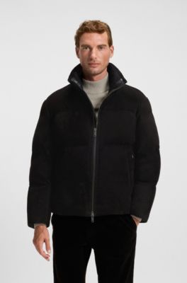 Relaxed-fit jacket in waterproof suede, Black