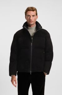 Relaxed-fit jacket in waterproof suede, Black
