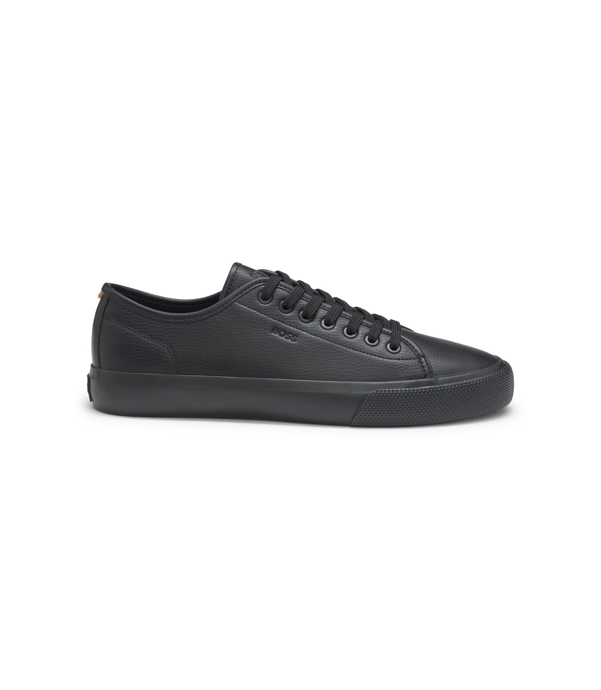 BOSS - Low-top trainers in grained faux leather - Black