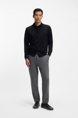 Low-top trainers in grained faux leather, Black