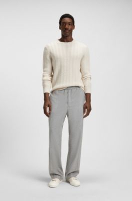 Low-top trainers in grained faux leather, Light Beige