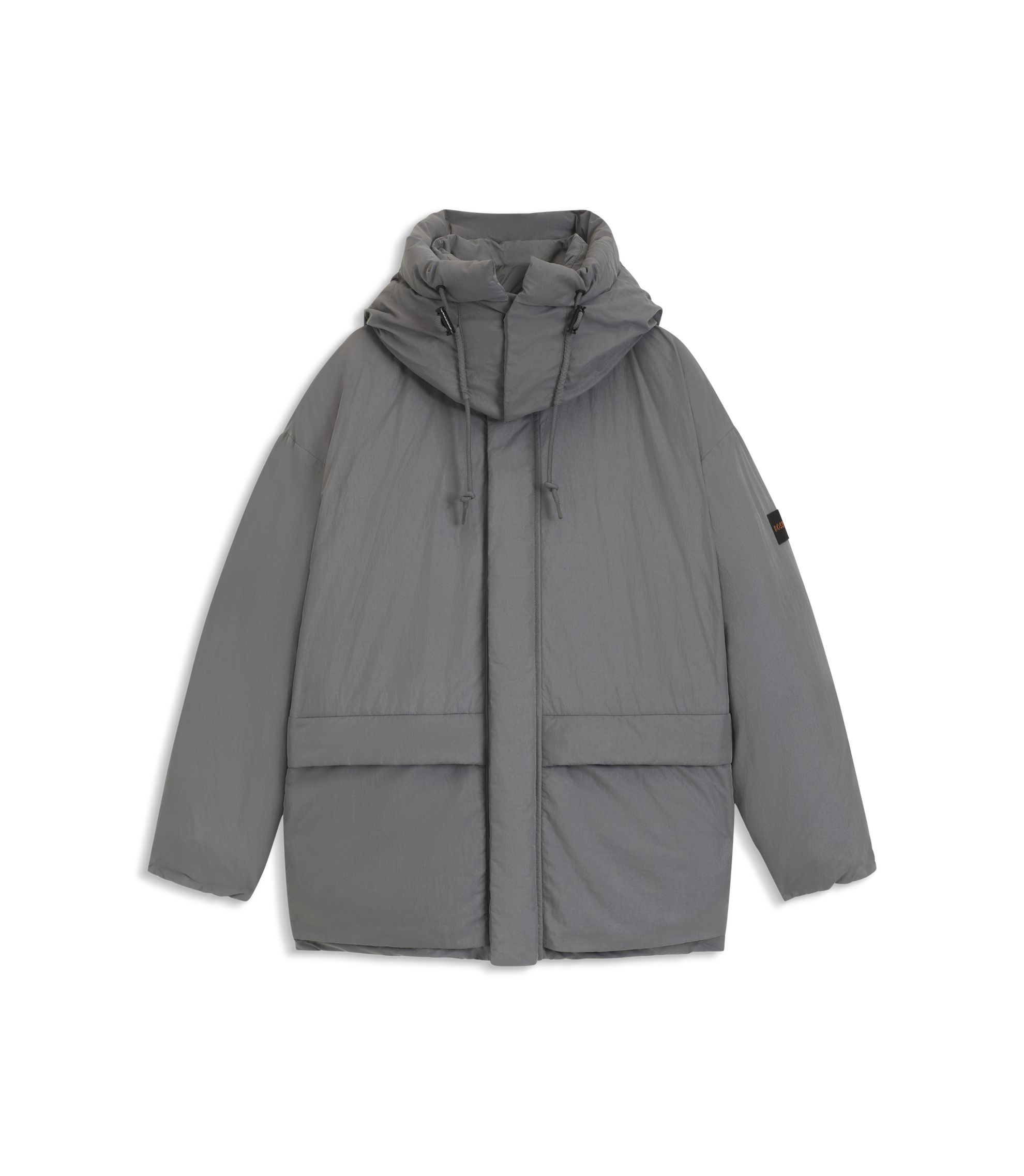 Water-repellent puffer jacket with detachable hood