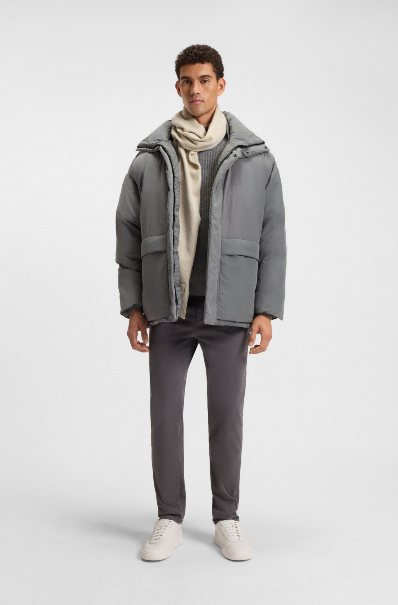 BOSS - はっ水パファージャケット デタッチャブルフード - グレー