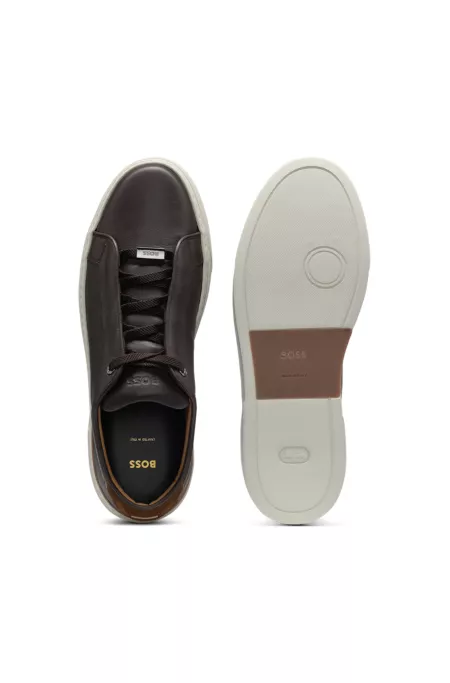 Gary leather trainers with suede backtab