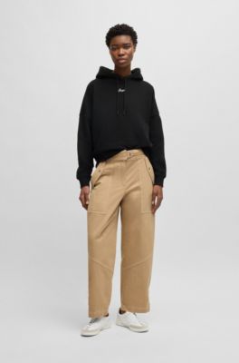 Hoodie van katoenen badstof met handgeschreven logo en oversized pasvorm, Zwart