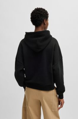 Hoodie van katoenen badstof met handgeschreven logo en oversized pasvorm, Zwart