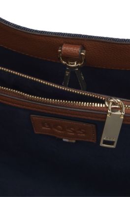 Cotton-denim tote bag with Double B monogram, Dark Blue