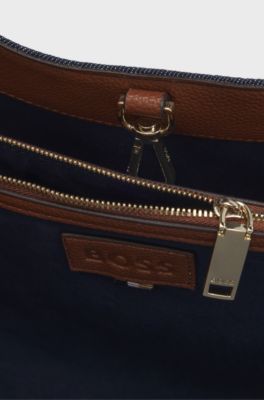 Cotton-denim tote bag with Double B monogram, Dark Blue