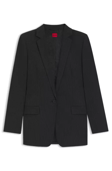Longline regular-fit blazer in pinstripe flannel