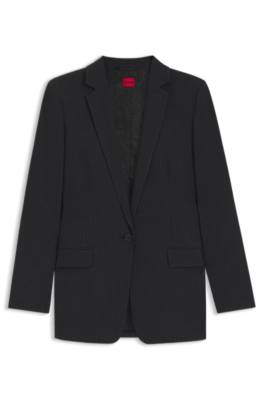Longline regular-fit blazer in pinstripe flannel 1